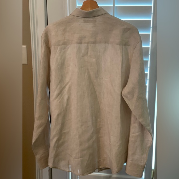 Men’s 100% linen Cubaver beige long sleeve size L - Picture 5 of 5